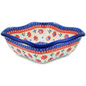 Polish Pottery Square Bowl 8&quot; Red Daisy