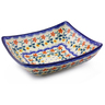 Polish Pottery Square Bowl 8&quot; Red Sunflower
