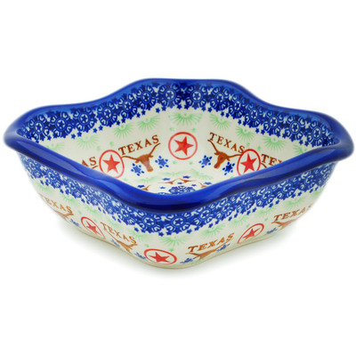 Polish Pottery Square Bowl 8&quot; Texas State