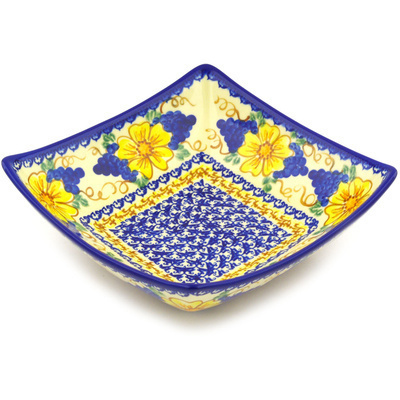 Polish Pottery Square Bowl 8&quot; UNIKAT