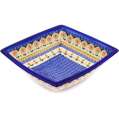 Polish Pottery Square Bowl 9" Amarillo