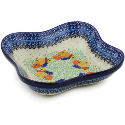 Polish Pottery Square Bowl Glorious Sequence UNIKAT