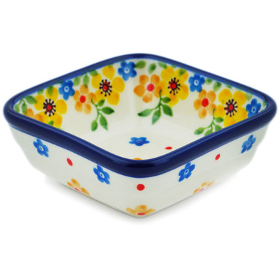 Polish Pottery Square Bowl Small Country Spring