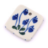 Polish Pottery Square Pendant 1&quot; Bleeding Heart Peacock