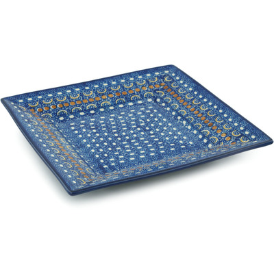 Polish Pottery Square Plate 10&quot; Blue Horizons