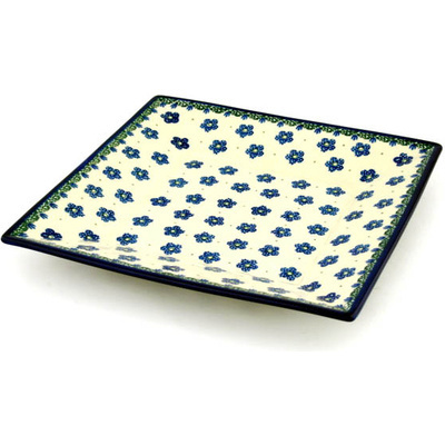 Polish Pottery Square Plate 10&quot; Falling Daisies