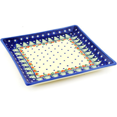 Polish Pottery Square Plate 10&quot;