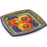 Polish Pottery Square Plate 6&quot; Bright Beauty UNIKAT