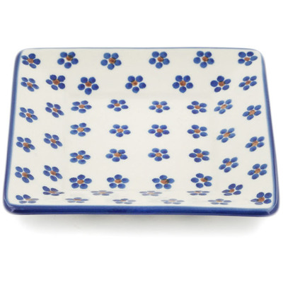 Polish Pottery Square Plate 6&quot; Daisy Dots