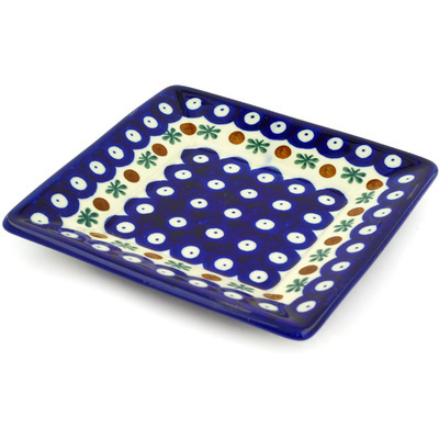 Polish Pottery Square Plate 6&quot; Mosquito