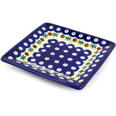 Polish Pottery Square Plate 6&quot; Mosquito