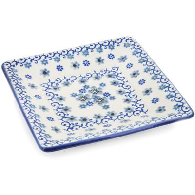 Polish Pottery Square Plate 6&quot; Winter Vinery