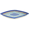 Polish Pottery Square Plate 7&quot; Blue Cornflower