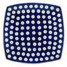 Polish Pottery Square Plate 7" Blue Eyed Peacock