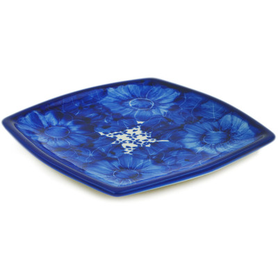 Polish Pottery Square Plate 7&quot; Divine Cobalt UNIKAT