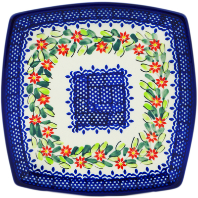 Polish Pottery Square Plate 7&quot; Elegant Garland