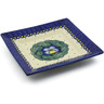 Polish Pottery Square Plate 7&quot; Flower In The Grass UNIKAT