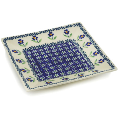 Polish Pottery Square Plate 7&quot; Mariposa Lily