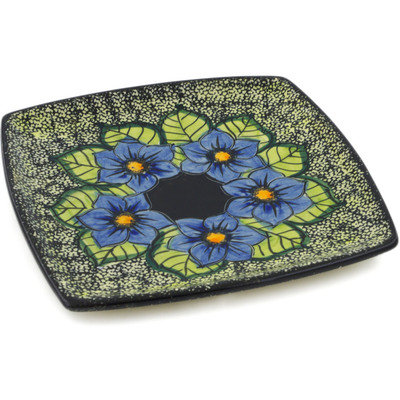 Polish Pottery Square Plate 7&quot; Midnight Glow UNIKAT