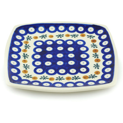 Polish Pottery Square Plate 7&quot; Mosquito