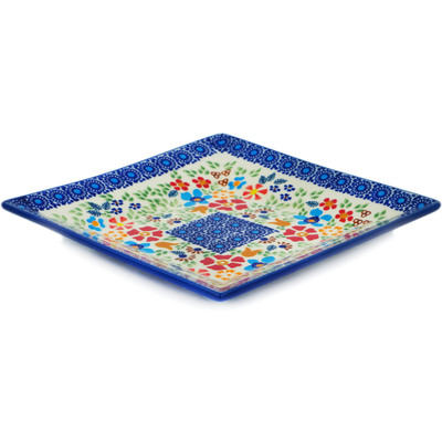 Polish Pottery Square Plate 7&quot; Polish Spring UNIKAT