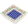 Polish Pottery Square Plate 7&quot; Sleigh Bells