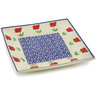 Polish Pottery Square Plate 7&quot; Wind-blown Poppies
