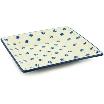 Polish Pottery Square Plate 8&quot; Pretzel Passion