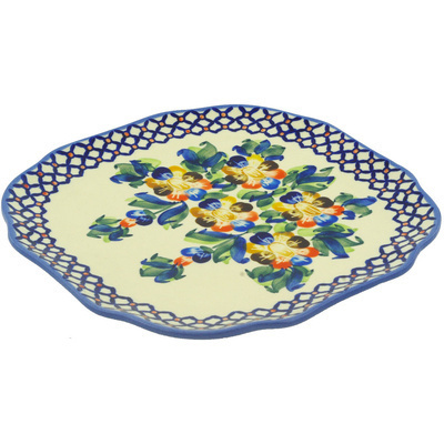 Polish Pottery Square Platter 10&quot; Lace Collar UNIKAT