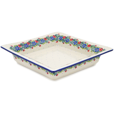 Polish Pottery Square Platter 12&quot; Polish Wreath