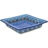 Polish Pottery Square Platter 12&quot; Snowmen Circle UNIKAT