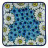 Polish Pottery Square Platter 8&quot; Pansies And Daisies UNIKAT