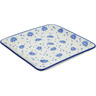 Polish Pottery Square Platter 8&quot; Peacock Bouquet