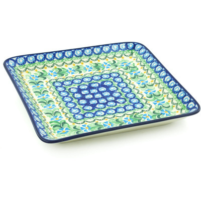 Polish Pottery Square Platter 8&quot; Top Of The Morning UNIKAT