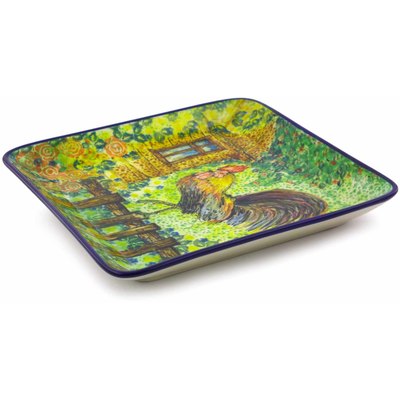 Polish Pottery Square Platter 8&quot; UNIKAT