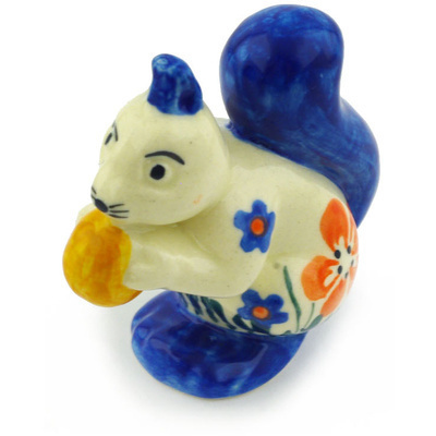 Polish Pottery Squirrel Figurine 3&quot;