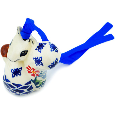 Polish Pottery Squirrel Figurine 3&quot; Last Summer Flowers