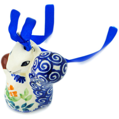 Polish Pottery Squirrel Figurine 3&quot; Wave Of Flowers