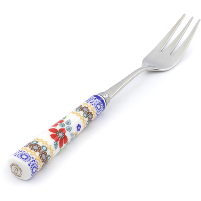 Polish Pottery Stainless Steel Fork 6&quot; Summer Bouquet UNIKAT