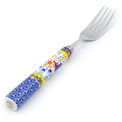 Polish Pottery Stainless Steel Fork 8&quot; Butterfly Summer Garden UNIKAT