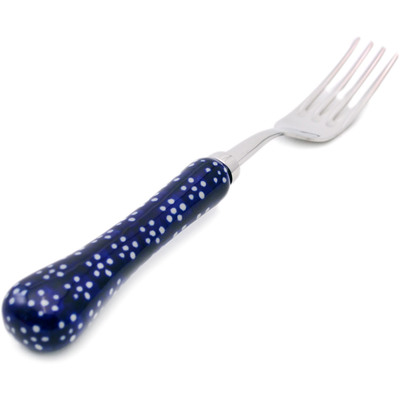 Polish Pottery Stainless Steel Fork 8&quot; Midnight Daisies