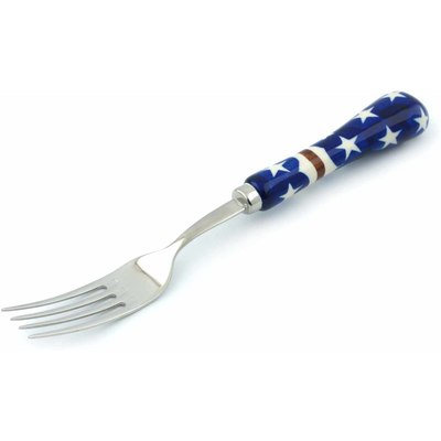 Polish Pottery Stainless Steel Fork 8&quot; Stars And Stripes