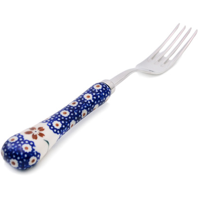 Polish Pottery Stainless Steel Fork 8&quot; Sweet Red Flower
