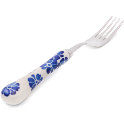 Polish Pottery Stainless Steel Fork 8&quot; Tropical Blues