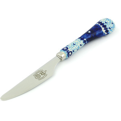 Polish Pottery Stainless Steel Knife 8&quot; Azure Sea UNIKAT