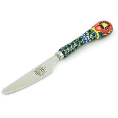 Polish Pottery Stainless Steel Knife 8&quot; Poppies All Around UNIKAT