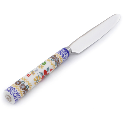 Polish Pottery Stainless Steel Knife 9&quot; Summer Bouquet UNIKAT
