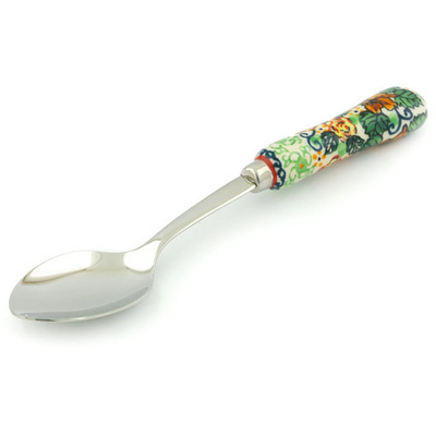 Polish Pottery Stainless Steel Spoon 6&quot; Butterfly Meadow UNIKAT