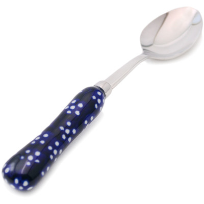 Polish Pottery Stainless Steel Spoon 6&quot; Midnight Daisies