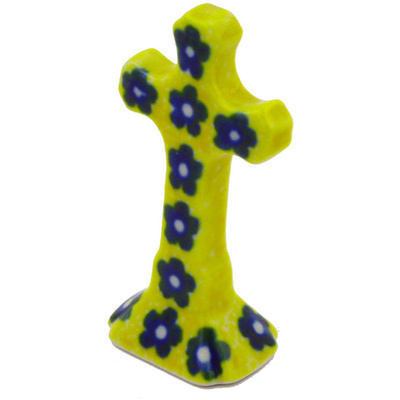 Polish Pottery Standing Cross 2&quot; Sunshine